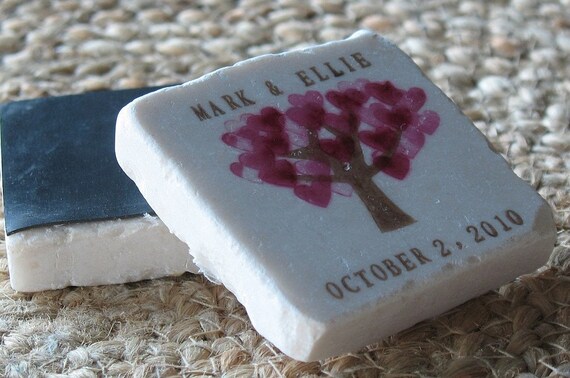 Magenta Heart Tree Save the Date Magnets, Wedding Favors,  Set of 25