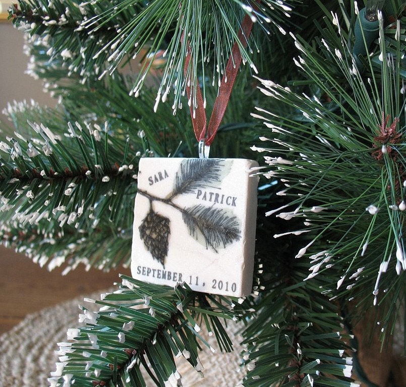 Pine Bough Ornament Wedding Favors, Set of 60