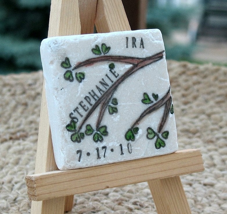 Green Heart Blossom Wedding Favors or Save the Date Magnets, Set of 25