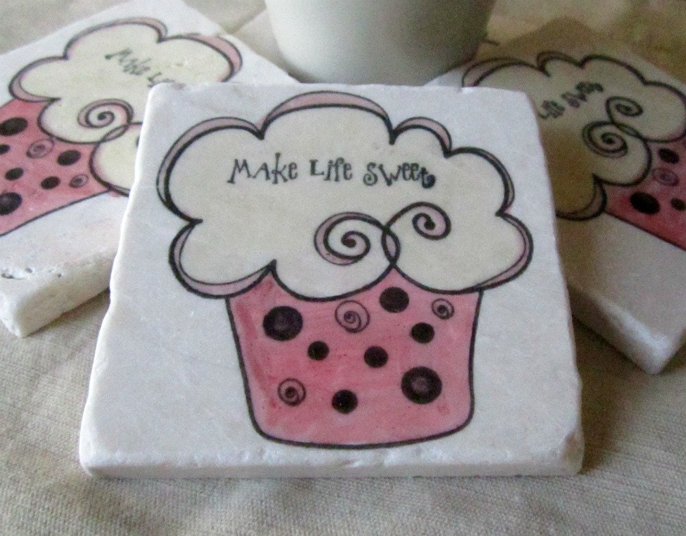 Cupcake Coasters, Set of 4, Ready to Ship