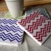 Chevron Coasters, Bright Color Collection, Set of 4, Ready to Ship