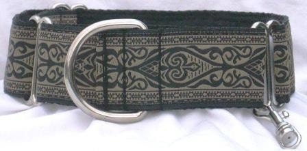 1.5 inch Greyhound Martingale dog collar w/TAG--Celtic-Ebony