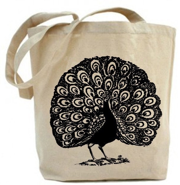 Dancing Peacock - Eco Friendly  Tote Bag - Canvas tote bag