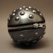 Large Nubby Chrome Black Zippie with Green Felt Lining