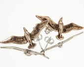 LONG BIRD STUDS -  Antique Gold Plated Earrings