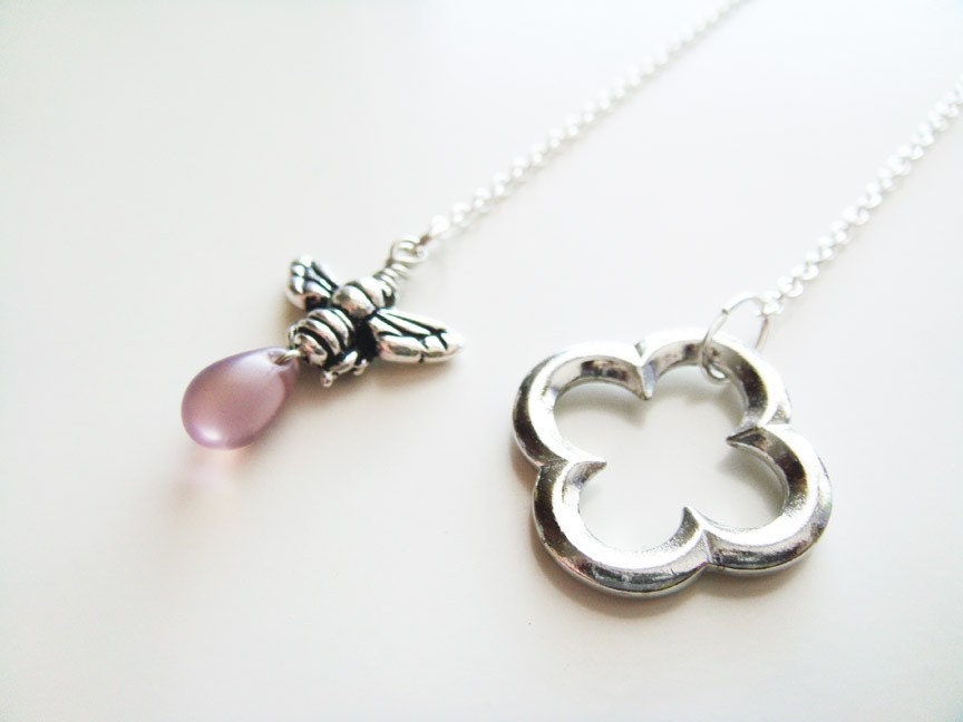 Honey and Clover Necklace - Silver and Amethyst