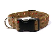 Khaki corduroy floral unisex adjustable dog collar