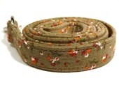 Khaki floral corduroy dog leash - for special dogs