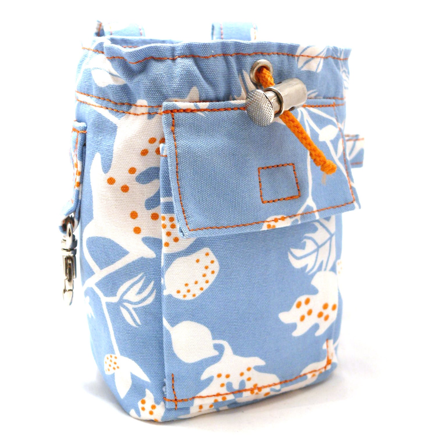 Sun among the clouds -- light blue, orange and white dog treat and training bag