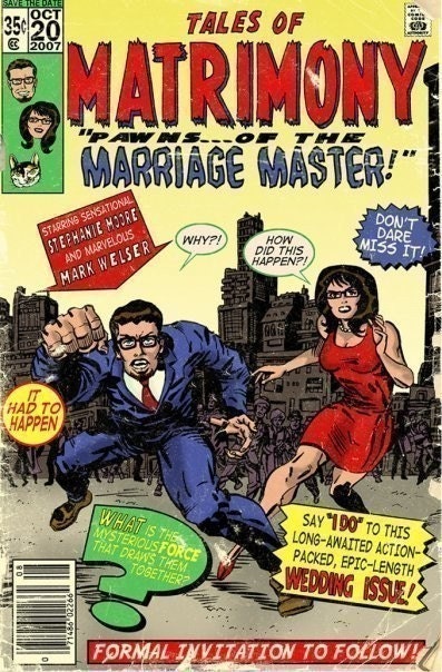 Custom Comic Book Cover Wedding Save The Dates
