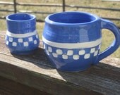 blue mug and creamer