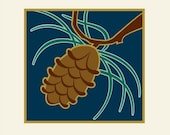 Pine Cone Giclee print, Arts and Crafts Style