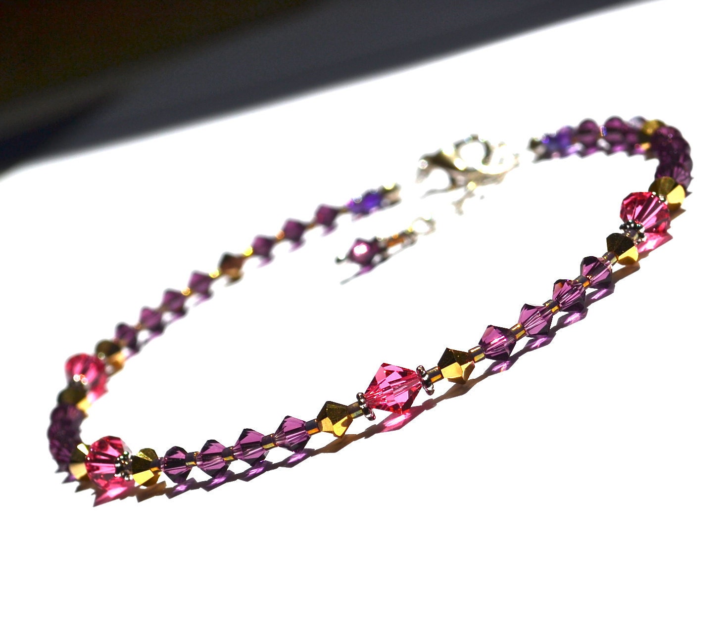 Anklet Swarovski Crystal Ankle Bracelet Amethyst by BudgetLuxuries