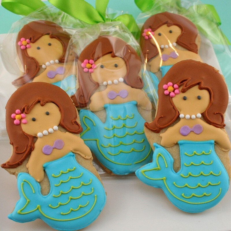 Mermaid Sugar Cookie (12 favors, bagged and bowed)