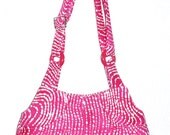 Batik Pink White Adj Strap Hipster Purse