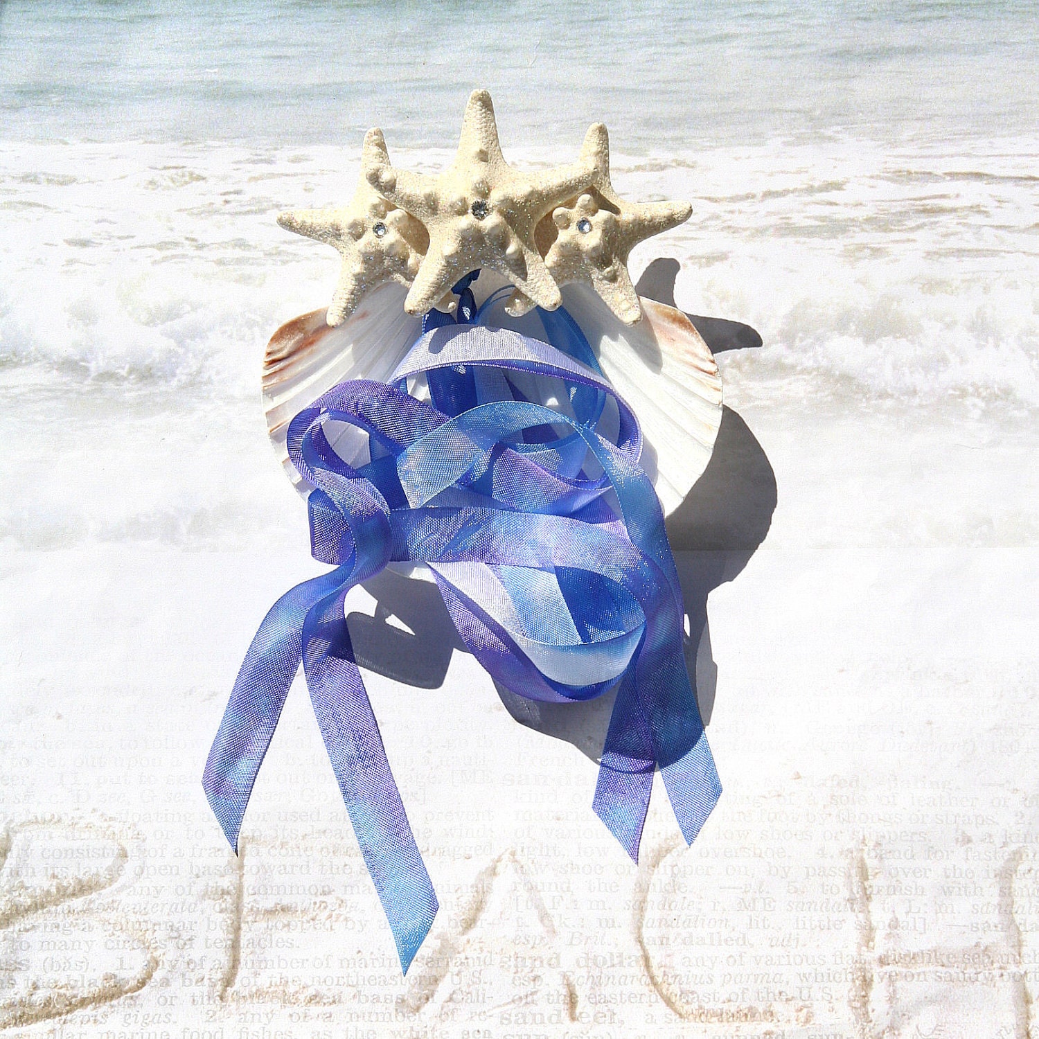 Ring Pillow - Seastar Blue - Seashell Ring Bearer's Pillow
