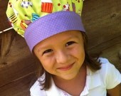 Half Apron and Chef Hat in Lime and Purple Polka Dot Cupcakes
