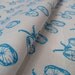 MY BIKE screenprinted fabric printed light blue on white