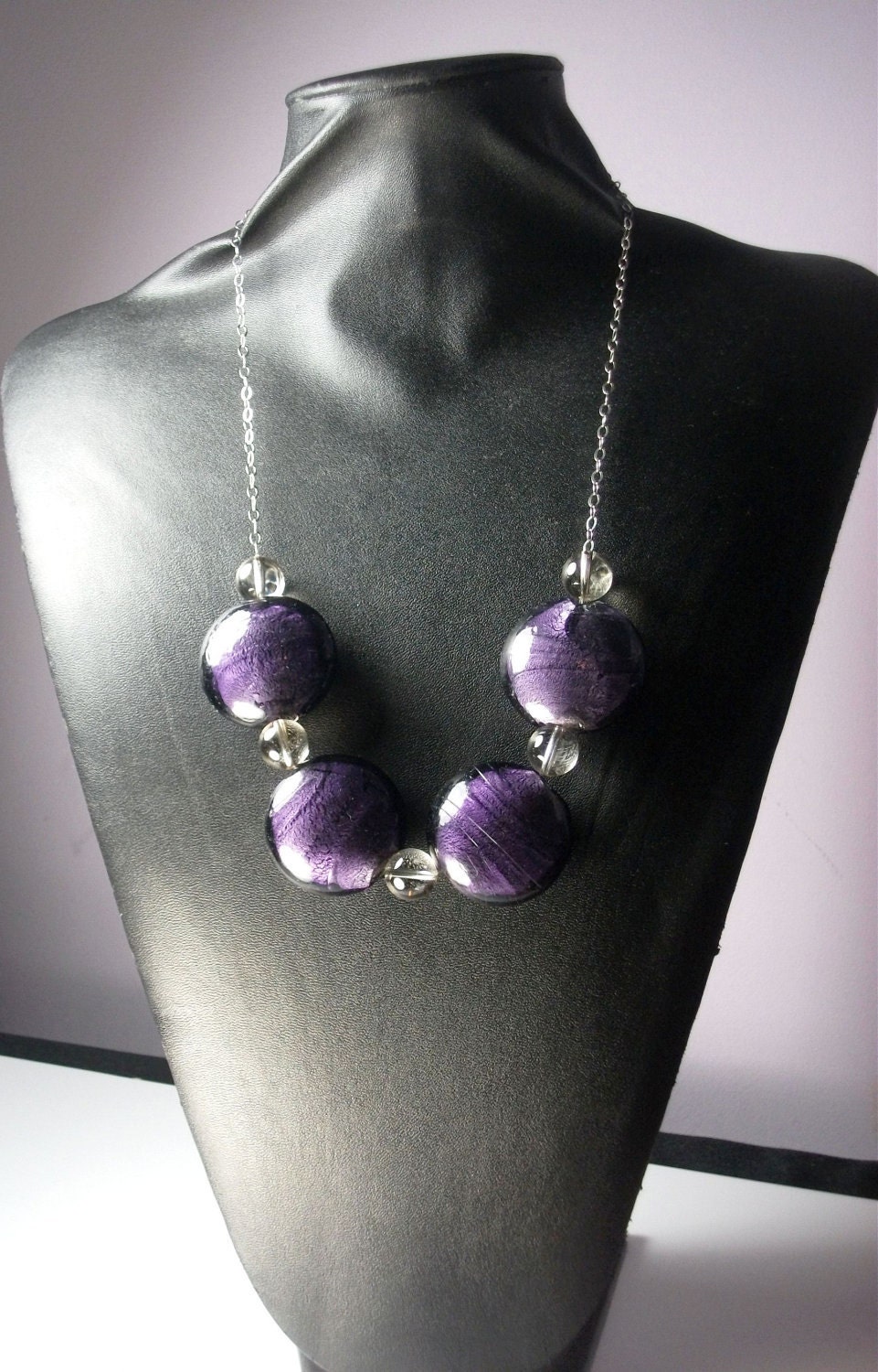 Dark Amethyst and Sterling Silver Necklace