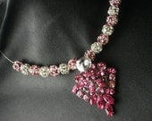 Sparkling Rhinestones Choker Set, Rose-Pink and Silver