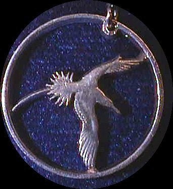 BERMUDA  Bird Cut Coin Necklace Real 25 cent coin Yellow Billed Bird of Paradise