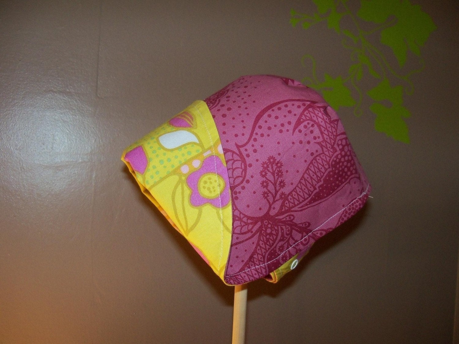 PINK LOTUS & LEAVES, the reversible, flip-me-back bonnet, from Bella Sol Bebe