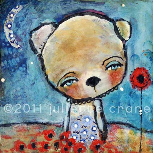 Nursery Art- 8x8 inch Print of a Reproduction of the Original Mixed Media Painting Here With You by Juliette Crane
