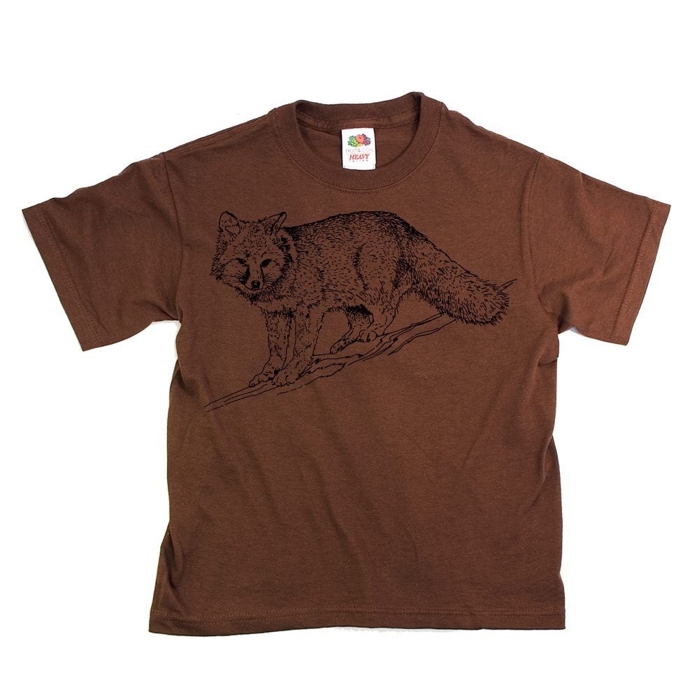 Youth Fox Tshirt Vintage Animal Dark Orange Graphic Tee Shirt
