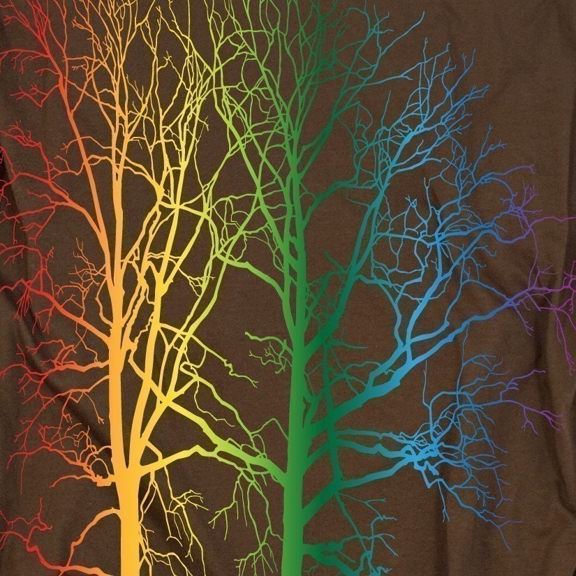 Rainbow Trees Tshirt Cool Graphic Teel Mens T-shirt S M L XL XXL