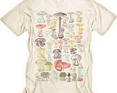 GIFT SALE Mushrooms Tee Vintage Science Tshirt MENS Creme