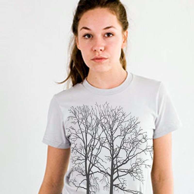 Two Trees Silhouette Nature Graphic Tee Shirt Womens Tshirt S M L XL XXL