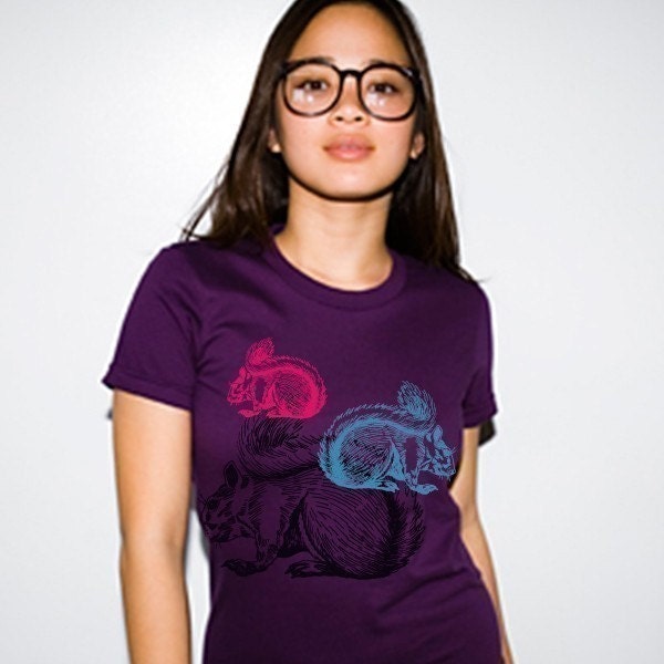 SALE Cute Squirrels Tshirt Animal WOMENS Tee