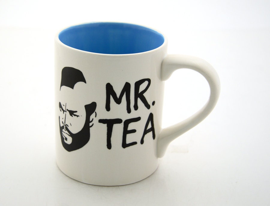 Mr T Mug Tea Cup Featuring Mr. T Turquoise Blue earthenware