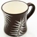 Oversized Coffee Mug White Leaves on Chocolate Brown