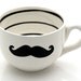 Moustache Mustache Soup or coffee Mug Oversized Black and white modern with stripes