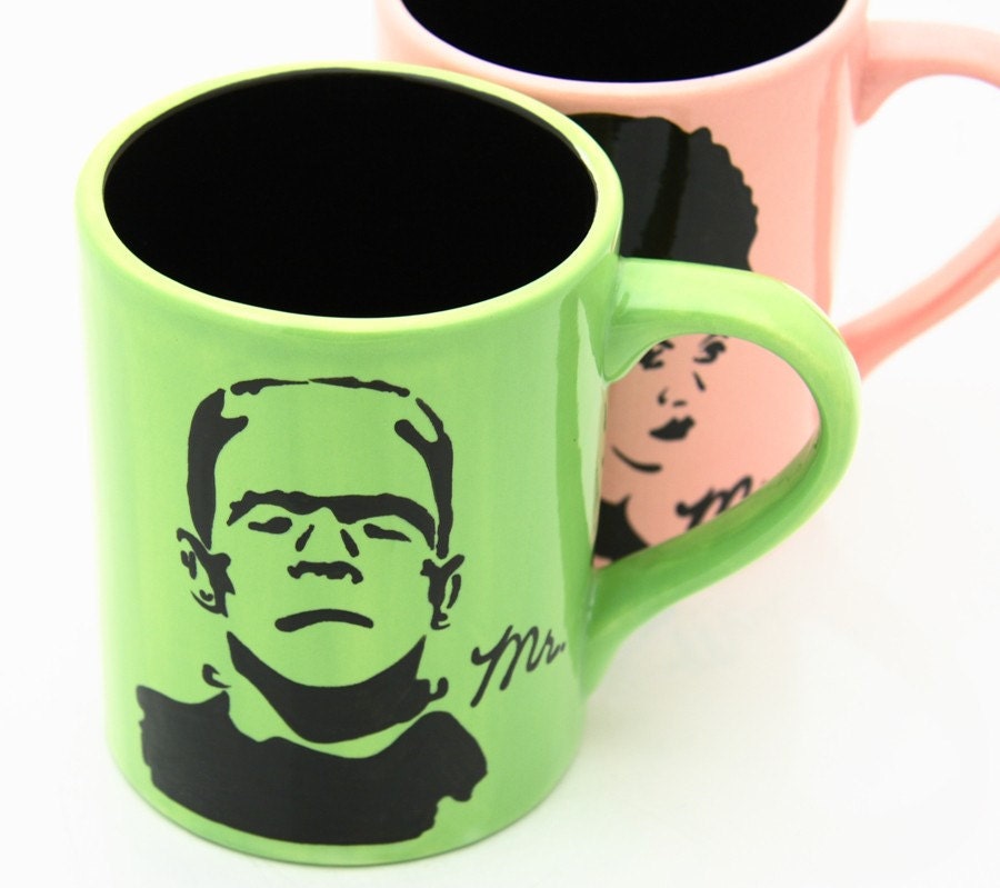 Mr and Mrs Mug Set Frankenstein and Bride Funny Halloween Wedding Gift