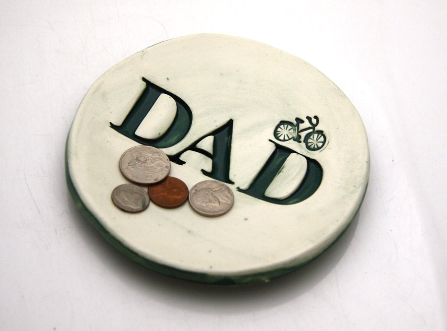 Dad Gift Change Tray Teal with Bike for Fathers Day Gift