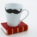 Black and White Moustache Mustache Mug Kiln Fired double sided