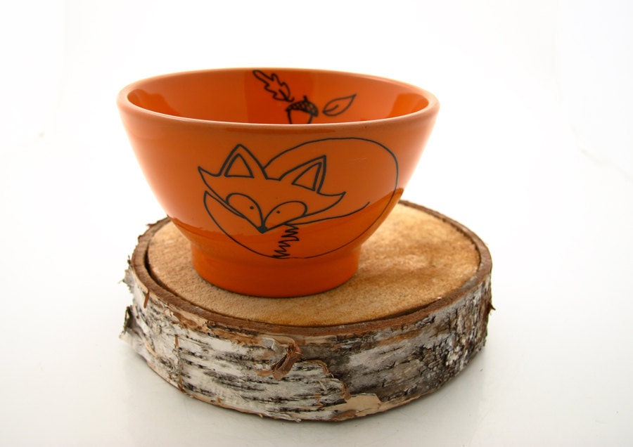 Fox Bowl , autumn Orange , woodland wedding gift
