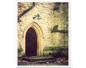 London Church Door Photograph / 8x10 fine art photo / Rustic Urban Photography / England photography brick architecture UK travel