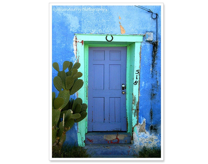 Tucson Blue Door Photograph - 5x7 fine art photo print southwest Arizona vibrant rustic bright purple blue