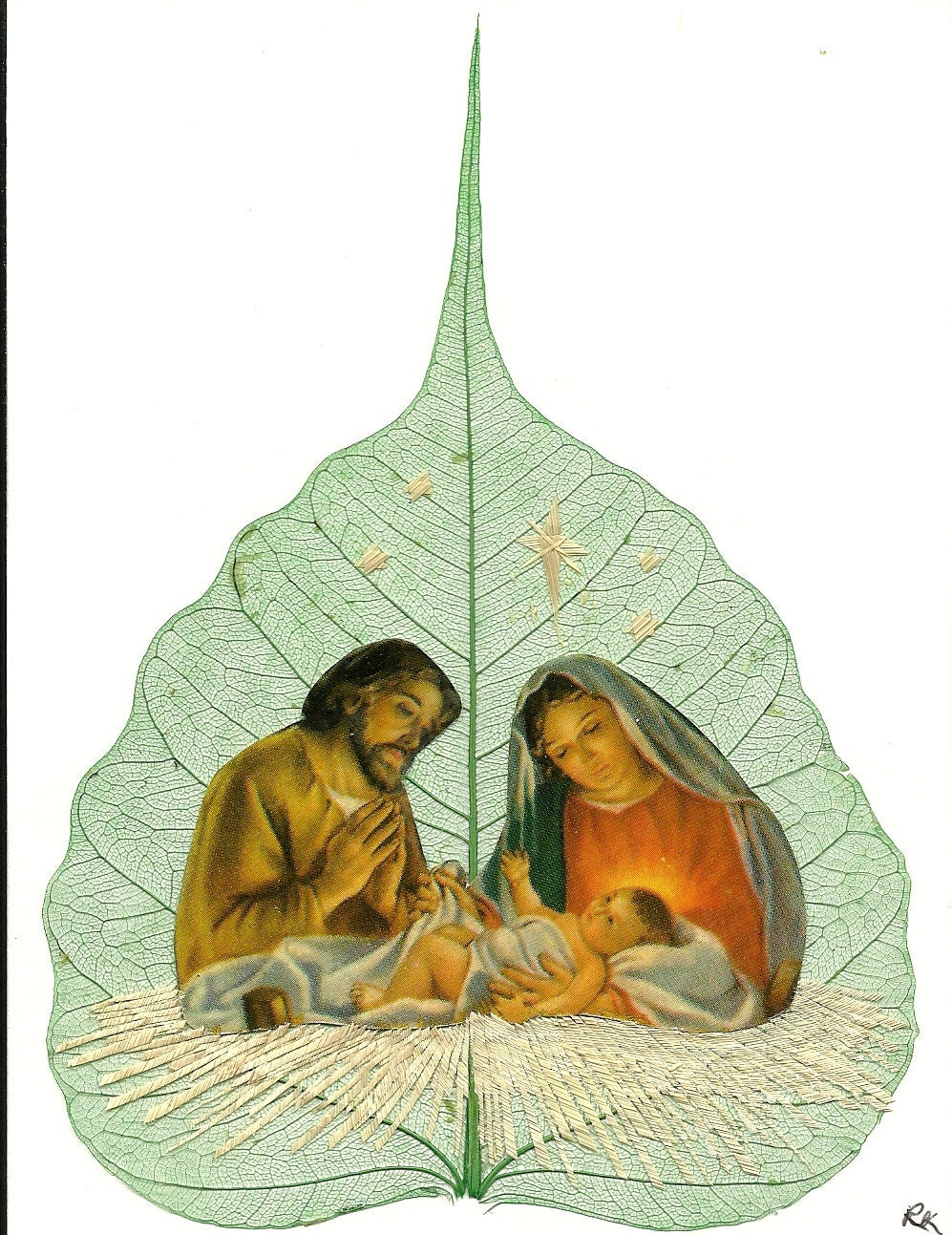 Made in America  Handmade Christmas Nativity. Collectible leaf art.  CHRISTMAS GIFT   Made in USA