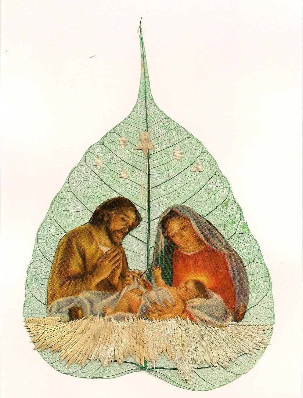 No 2 leaf or leaf art alike. Handmade nativity scene on leaf, Original, keepsake Christmas gift Etsy art
