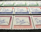 Subtle Hint .. UNused Vintage Postage Stamps  .. post 5 letters