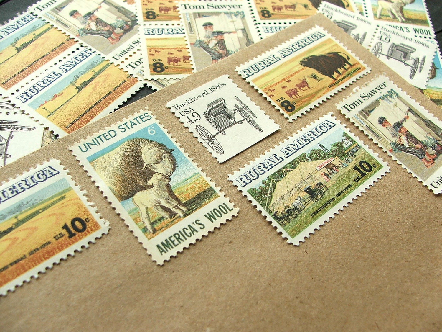 Rural America ..  UNused Vintage Postage Stamps  .. post 5 letters