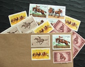 Equestrian .. UNused Vintage Postage Stamps  .. post 5 letters