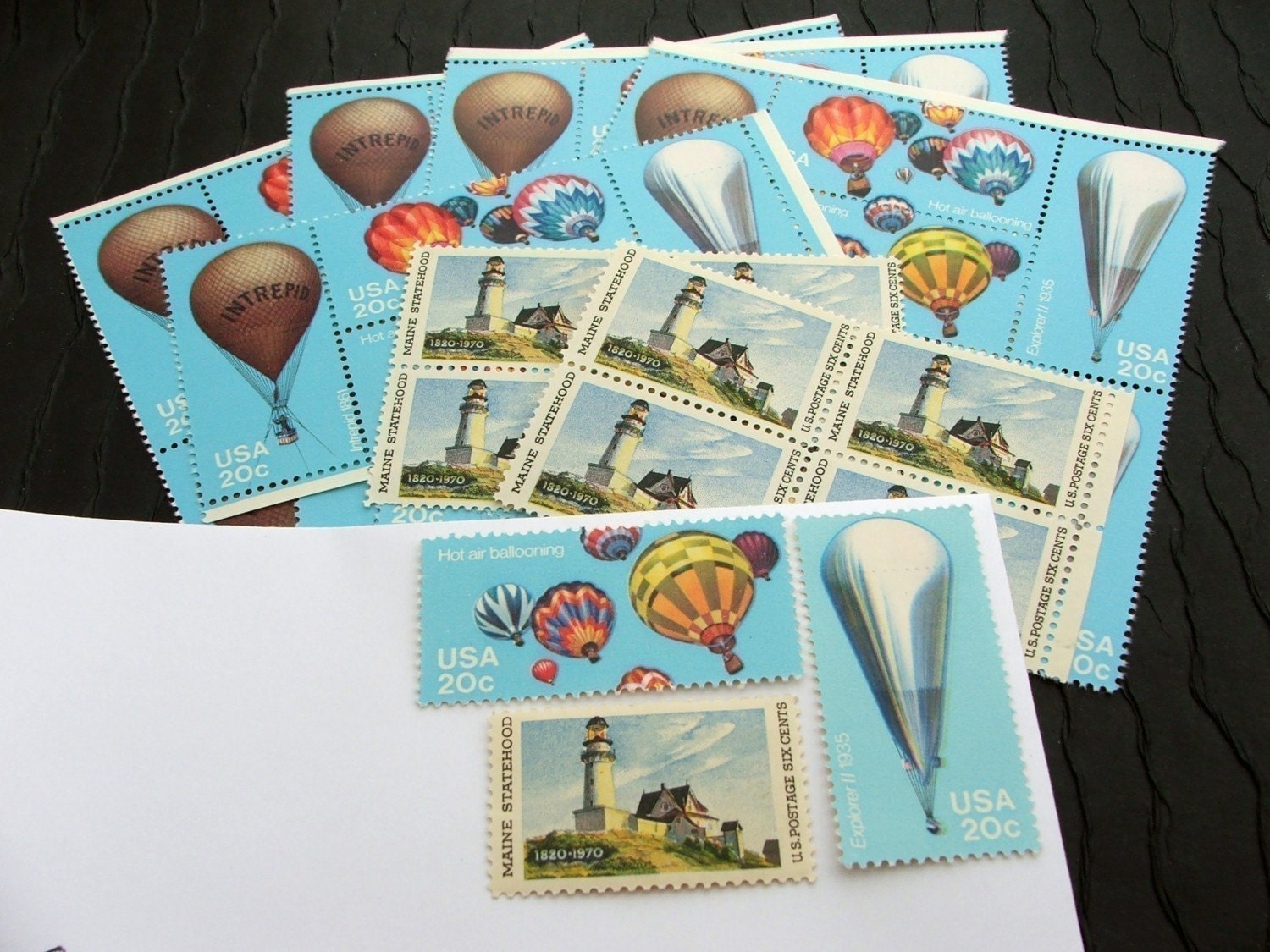 Ballooning .. UNused Vintage Postage Stamps .. post 5 letters