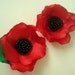 Petit Poppies Red Satin Bobby Pins Red Fabric Flowers Valentine's Day Gift