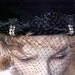 Reserved for Pascaline:---Black velvet fascinator hat with 2 rhinestones in front and veil- Nice