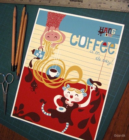 coffee is on the way... limited edition giclee print of an original illustration (8.5 x 11in)